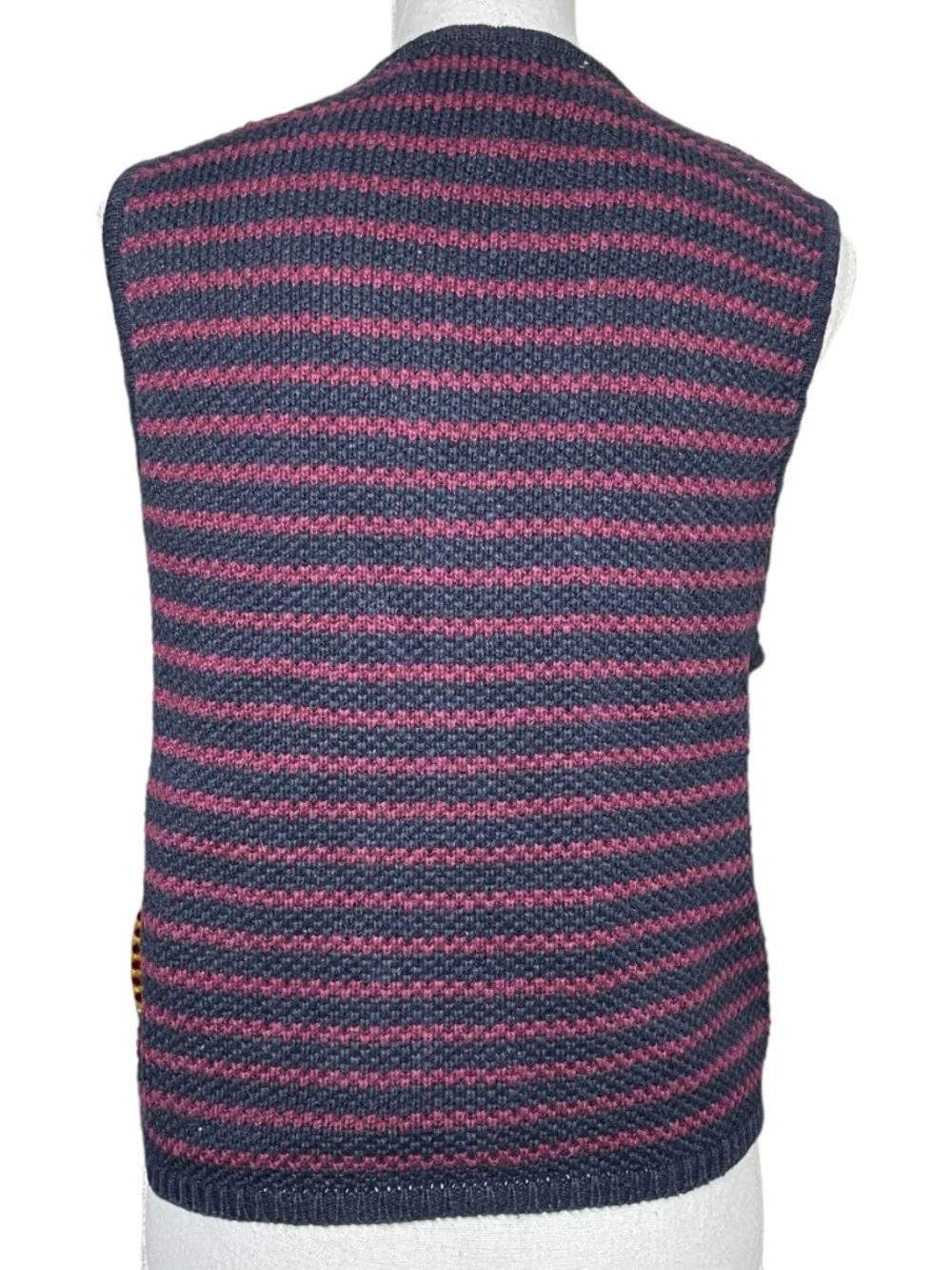 Cosby Striped Sweatervest L Muted Earthy Tones Rainbow V-Neck Button Cardigan